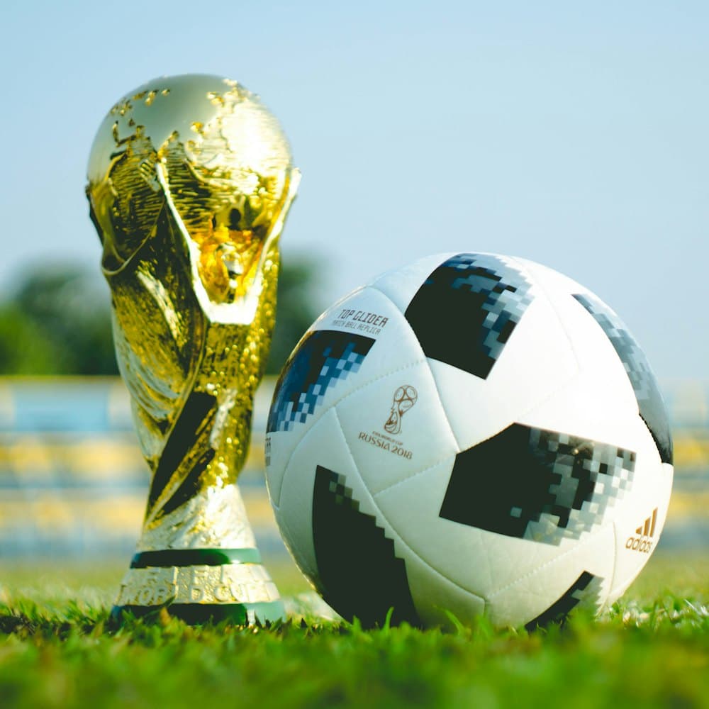 Trophy and match ball on display at a tournament