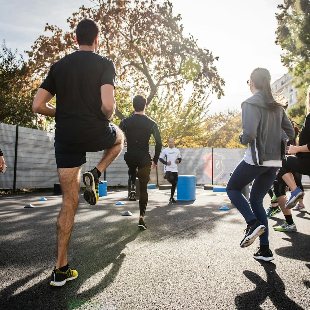 A training group running together outdoors